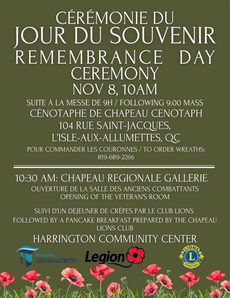 Chapeau Remembrance Day Ceremony & Pancake Breakfast